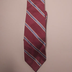 Merona 100% Silk Pink Blue & White Striped Tie